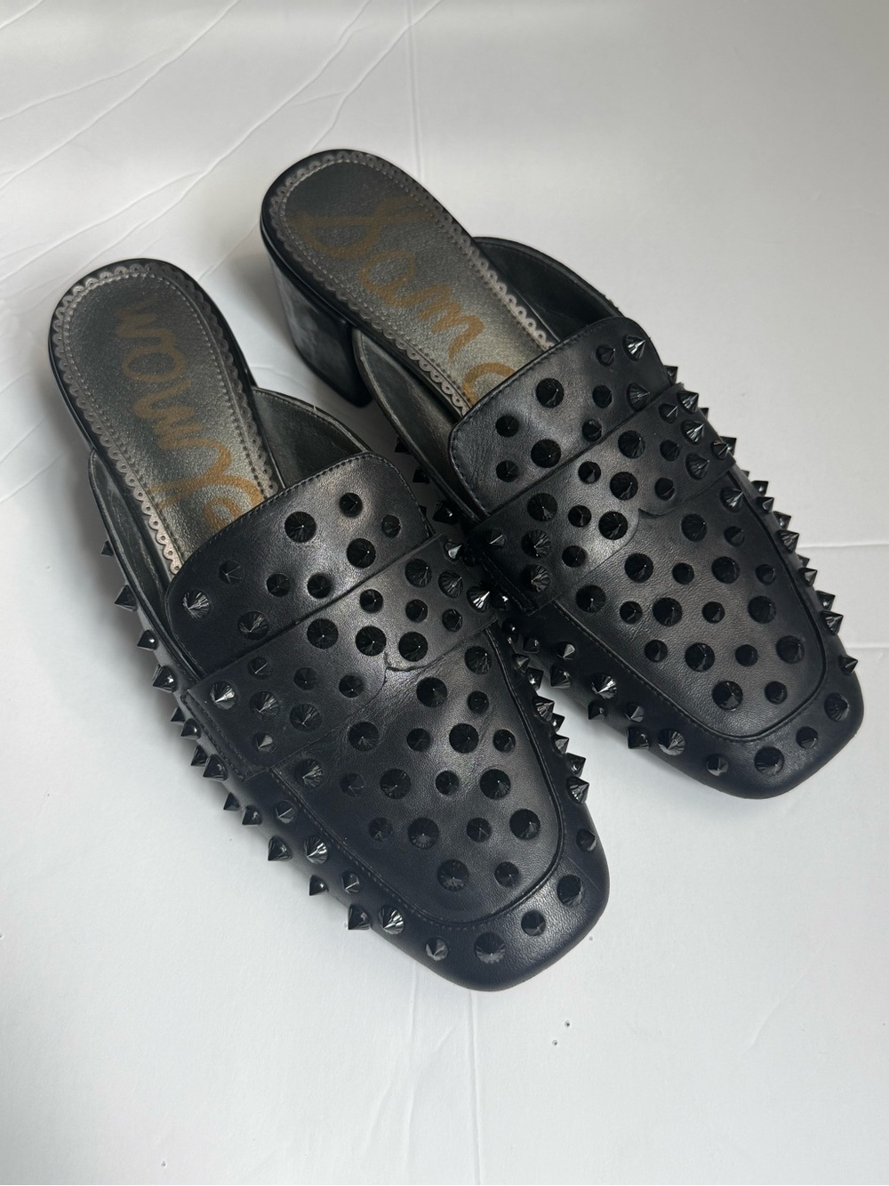 Sam Edelman Black Studded Leather Mules